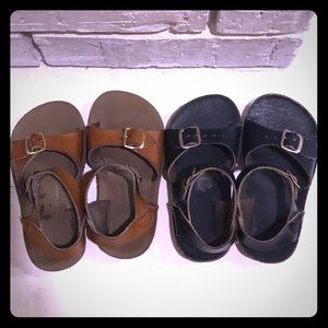 2 pair- Sun San sandals navy & tan